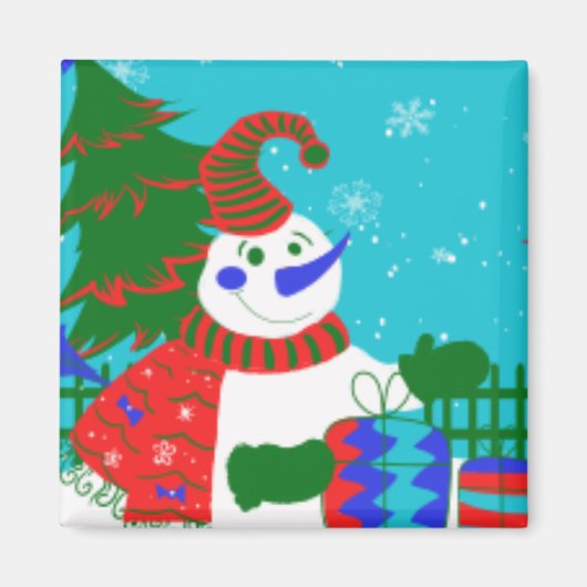CHRISTMAS FUN MAGNETS - SNOWMAN ARTWORK - GIFTS MAGNEET (Voorkant)