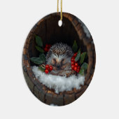 Christmas fun mice /hedgehog Holiday nature Keramisch Ornament (Rechts)