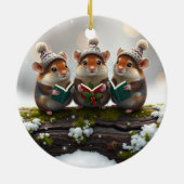 Christmas fun mice /hedgehog Holiday nature Keramisch Ornament (Achterkant)