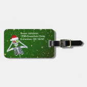 Christmas Fun Skelet Pet Ornamenten Groen Goud Bagagelabel (Voorkant horizontaal)