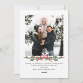 Christmas Funky Whimsical Red Bow Wreath 2 Photo Feestdagenkaart (Achterkant)