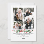 Christmas Funky Whimsical Red Bow Wreath 5 Photo Feestdagenkaart (Achterkant)