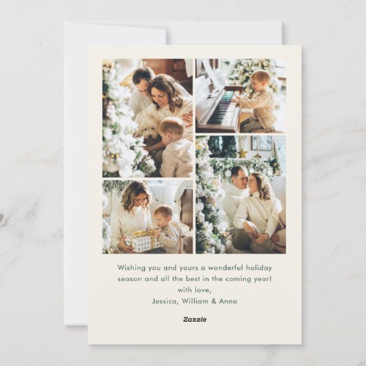 Christmas Funky Whimsical Red Bow Wreath 5 Photo Feestdagenkaart (Achterkant)