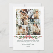 Christmas Funky Whimsical Red Bow Wreath 5 Photo Feestdagenkaart (Achterkant)