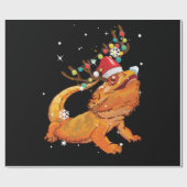 Christmas Funny Bearded Dragon Reindeer  Santa's Cadeaupapier (Vlak)