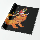 Christmas Funny Bearded Dragon Reindeer  Santa's Cadeaupapier (Uitgerold)