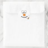 Christmas Funny Cartoon sneeuwpop gezicht Ronde Sticker (Tas)