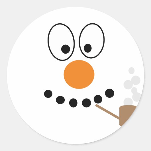 Christmas Funny Cartoon sneeuwpop gezicht Ronde Sticker (Voorkant)