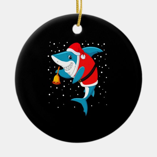 Christmas - Funny Christmas Shark T-Shirt Keramisch Ornament (Voorkant)