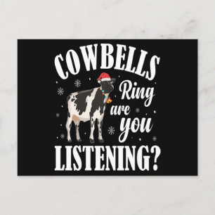 Christmas Funny Cowbells Ring Cow Lover Xmas Gift Briefkaart