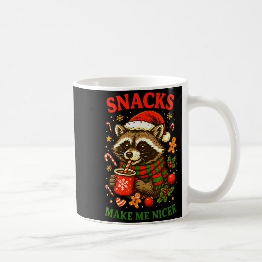 Christmas Funny Cute Feral Raccoon Snacks Make Me  Koffiemok (Rechts)