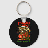 Christmas Funny Cute Feral Raccoon Snacks Make Me  Sleutelhanger (Voorkant)