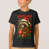 Christmas Funny Cute Feral Raccoon Snacks Make Me T-shirt (Voorkant)