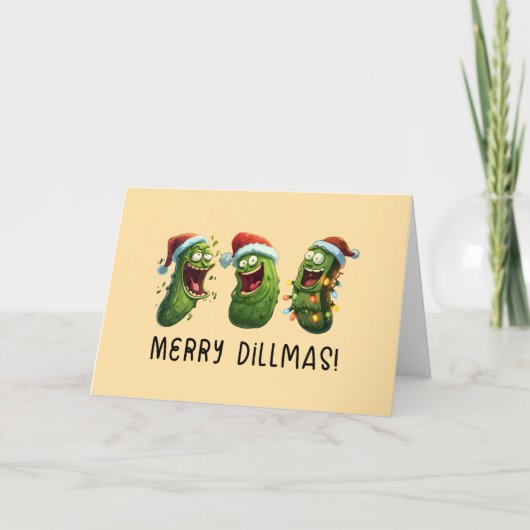 Christmas funny dill pickles Merry Dillmas Kaart (Voorkant)