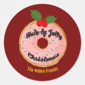 Christmas Funny Donut Wreath Personalize Ronde Sticker (Voorkant)