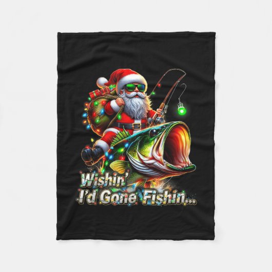 Christmas Funny Fish Santa Fishing Merry Fishmas  Fleece Deken (Voorkant)