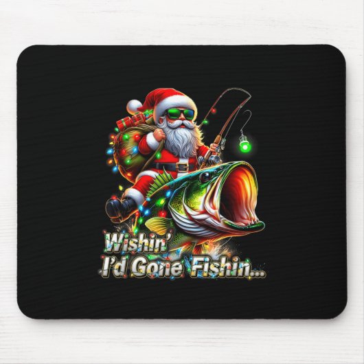 Christmas Funny Fish Santa Fishing Merry Fishmas  Muismat (Voorkant)