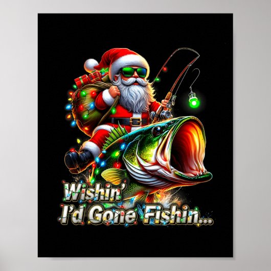 Christmas Funny Fish Santa Fishing Merry Fishmas  Poster (Voorkant)