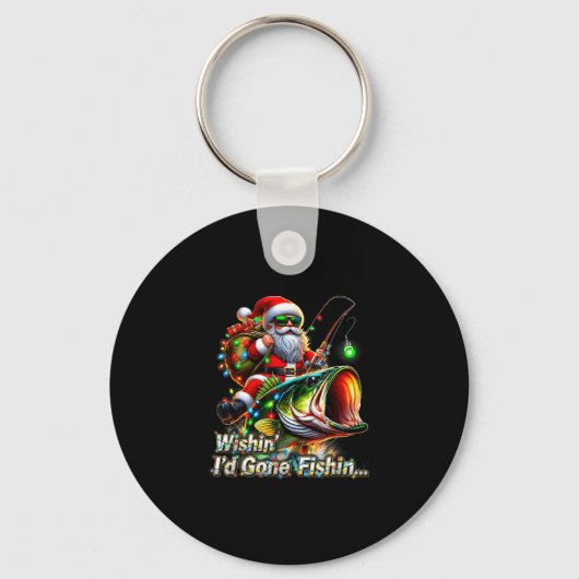Christmas Funny Fish Santa Fishing Merry Fishmas  Sleutelhanger (Voorkant)