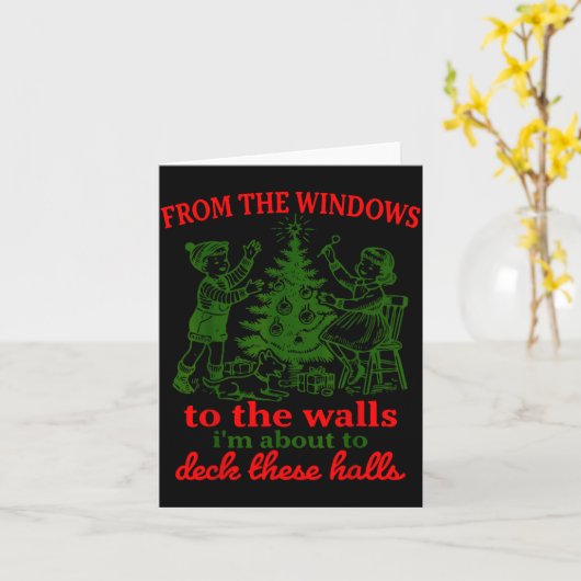 Christmas Funny From The Windows To The Walls Xmas Kaart (Gele Bloem)
