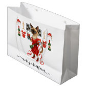 Christmas Funny Glam Siamese Cat Holiday  Groot Cadeauzakje (Voorkant Gekanteld)