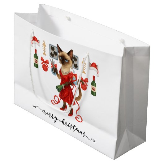 Christmas Funny Glam Siamese Cat Holiday  Groot Cadeauzakje