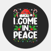 Christmas Funny I Come In Peace Couple Matching Me Ronde Sticker (Voorkant)