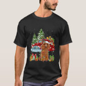 Christmas Funny Pajama Poodle Dog And Red Trucks X T-shirt (Voorkant)