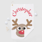 Christmas Funny Reindeer Cartoon Nieuwigheid Schat Golfhanddoek (Insitu)