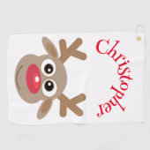 Christmas Funny Reindeer Cartoon Nieuwigheid Schat Golfhanddoek (Horizontaal)