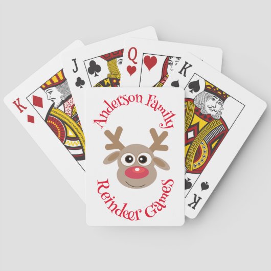 Christmas Funny Reindeer Cartoon Nieuwigheid Schat Pokerkaarten (Achterkant)