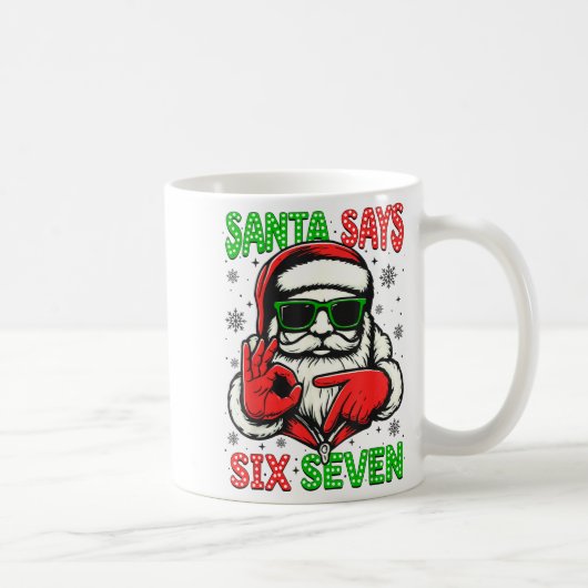 Christmas Funny Santa Says Six Seven 67 Meme Xmas Koffiemok (Rechts)
