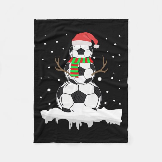 Christmas Funny Soccer Ball Snowman Xmas Sport Fleece Deken (Voorkant)