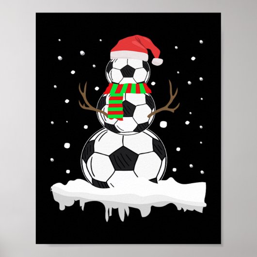 Christmas Funny Soccer Ball Snowman Xmas Sport Poster (Voorkant)