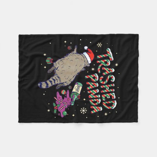 Christmas Funny Trashed Panda Racoon Gets Drunk Xm Fleece Deken (Voorkant (Horizontaal))