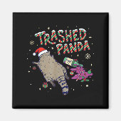 Christmas Funny Trashed Panda Racoon Gets Drunk Xm Magneet (Voorkant)