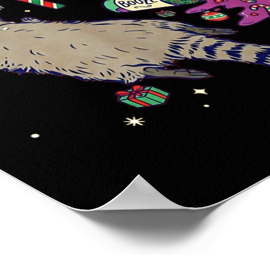 Christmas Funny Trashed Panda Racoon Gets Drunk Xm Poster (Hoek)