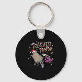 Christmas Funny Trashed Panda Racoon Gets Drunk Xm Sleutelhanger (Voorkant)