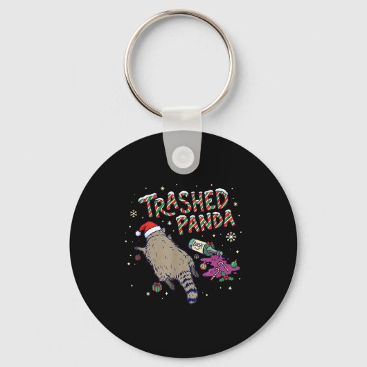 Christmas Funny Trashed Panda Racoon Gets Drunk Xm Sleutelhanger (Voorkant)