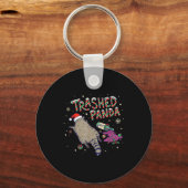 Christmas Funny Trashed Panda Racoon Gets Drunk Xm Sleutelhanger (Voorkant)
