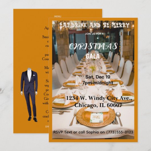 Christmas Gala Invitation Kaart (Voorkant / Achterkant)