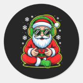Christmas Gamer Boys Kids Santa Play Video Game  Ronde Sticker (Voorkant)