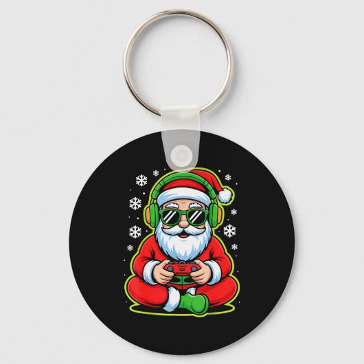 Christmas Gamer Boys Kids Santa Play Video Game  Sleutelhanger (Voorkant)