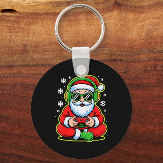 Christmas Gamer Boys Kids Santa Play Video Game  Sleutelhanger (Voorkant)