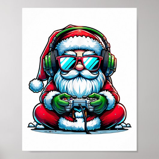 Christmas Gamer Boys Video Game Santa Xmas _1  Poster (Voorkant)