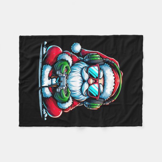 Christmas Gamer Boys Video Game Santa Xmas Fleece Deken (Voorkant (Horizontaal))