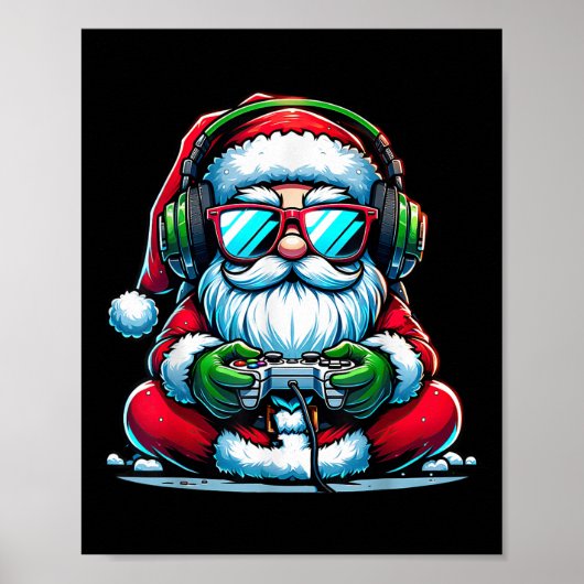 Christmas Gamer Boys Video Game Santa Xmas  Poster (Voorkant)
