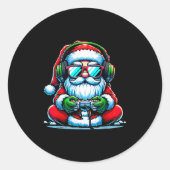 Christmas Gamer Boys Video Game Santa Xmas Ronde Sticker (Voorkant)