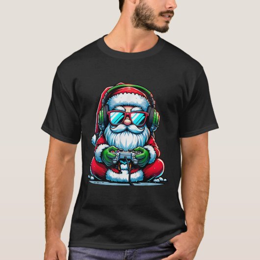 Christmas Gamer Boys Video Game Santa Xmas  T-shirt (Voorkant)