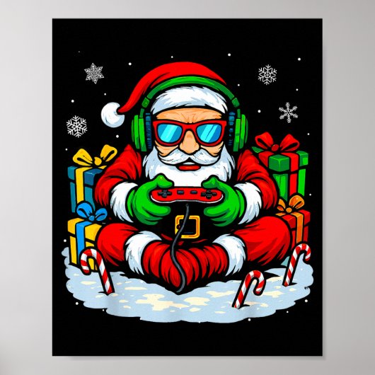 Christmas Gamer Boys Video Game Xmas Funny Santa G Poster (Voorkant)